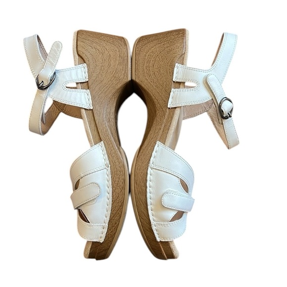 Dansko Season White Leather Adjustable Buckle Platform Sandals US 10.5-11/EU 41 - Picture 9 of 16